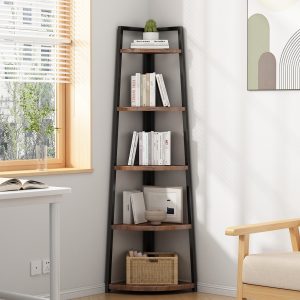 6 Tier Solid Wood Rotating Bookshelf on Wheels, 360° Spinning Book Shelf Tower, Round Revolving Bookcase Organizer, Rolling Bookshelves for Small Spaces, Corner, Bedroom, Kids Room, Office 